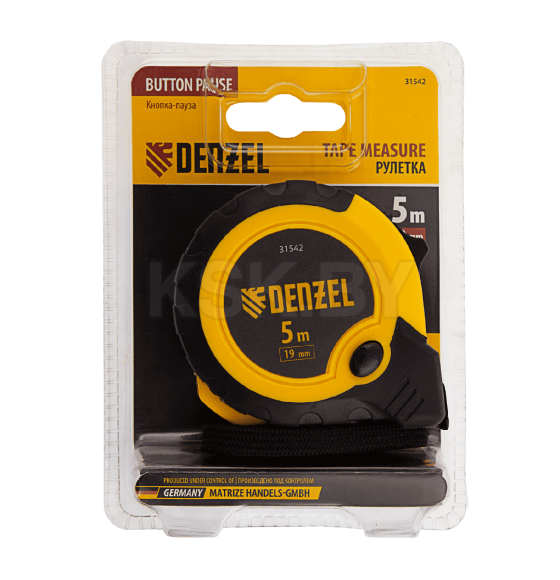 Рулетка 5м х 19мм, двухкомп. корпус Denzel (31542) 