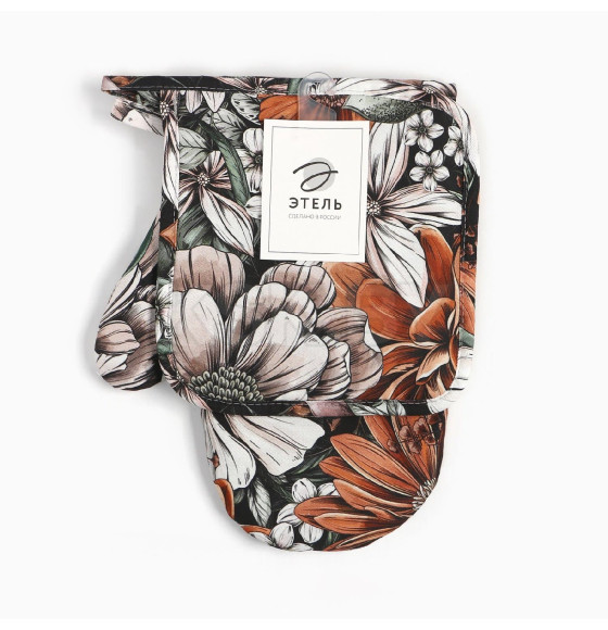 Кухонный набор Meadow flower, варежка-прихватка, прихватка 19х19 см, 100% хлопок Этель (7560472) 