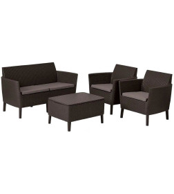 Набор уличной мебели (скамья 2х местная, 2 кресла, столик) SALEMO 2-SOFA SET, коричневый