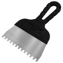 Шпатель зубчатый нержавеющий 150 мм с черной ручкой (зуб 4х4 мм) DECOR 311-3150 (311-3150) 