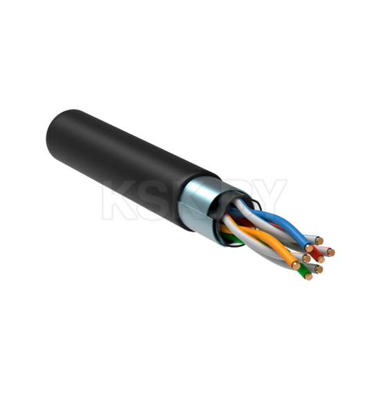 Кабель сетевой FTP CAT5E медь 4х2х24AWG solid, LDPE черный, уличный (бухта 305м) ITK (LC3-C5E04-339) 