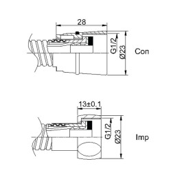 Душевой шланг Rubineta двойной Rus/Con 150 см.26326