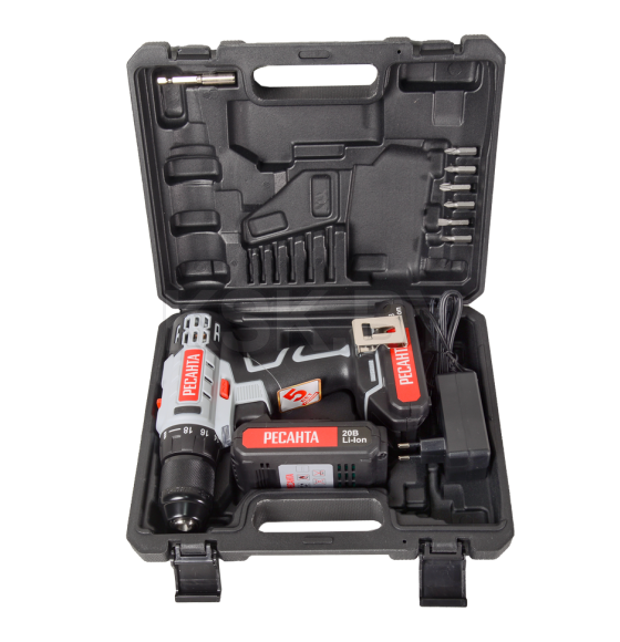 Дрель-шуруповерт аккумуляторная ДА-20-2ЛК (2,0 А/ч) Ресанта (ДА-20-2ЛК) 