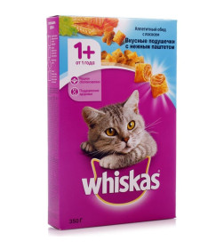 Корм сухой Whiskas для взрослых кошек нежн паштет Лосось 350 г