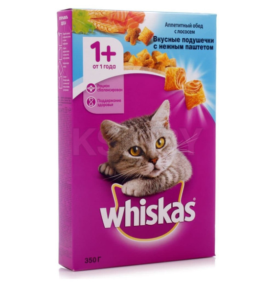 Корм сухой Whiskas для взрослых кошек нежн паштет Лосось 350 г