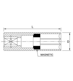 Головка свечная 1/2" 16мм магнитная (тонкая) TOPTUL
