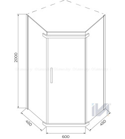 Душевое ограждение IVA E1PC90T тонированное стекло 90x90 см.