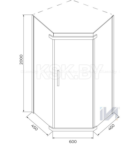 Душевое ограждение IVA E1PC90T тонированное стекло 90x90 см. (E1PC90T) 