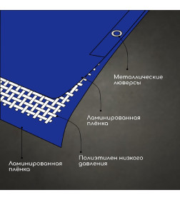 Тент защитный 180г/м2, УФ, 2х3м, тарпаулин, синий 3405677