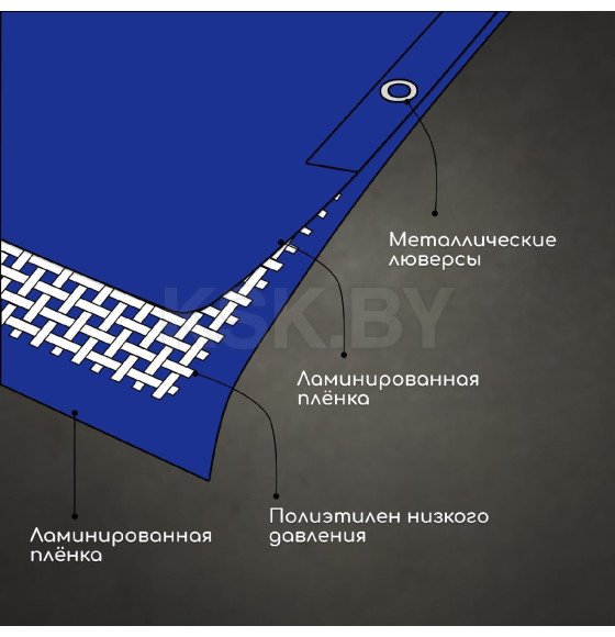 Тент защитный 180г/м2, УФ, 2х3м, тарпаулин, синий 3405677 (3405677) 