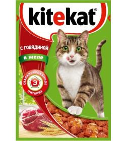 Корм влажный Kitekat для взр. кошек ГОВЯДИНА в желе 85 г