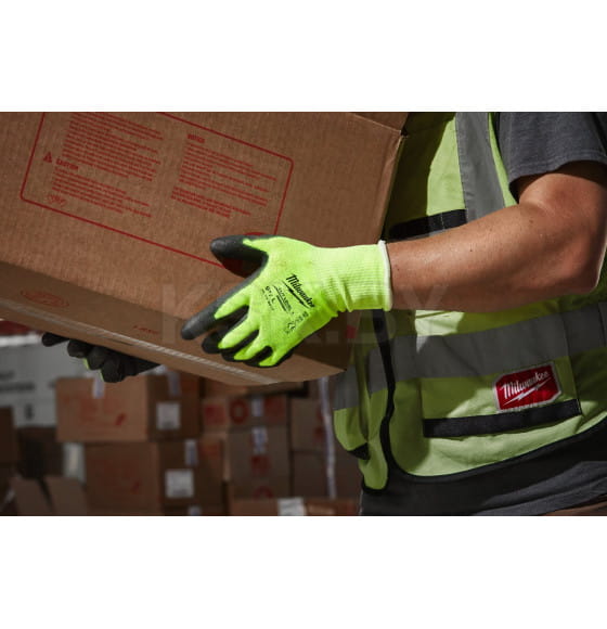Перчатки защитные XL/10 Hi-Vis Cut level 1/A (12 пар) Milwaukee 4932492916 (4932492916) 