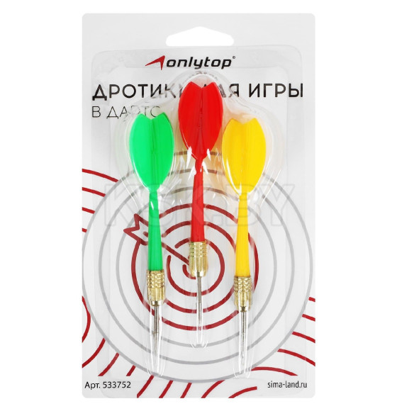 Дротики для дартса (набор 3 шт) c металлическим наконечником, цвета микс 533752 (533752     ) 
