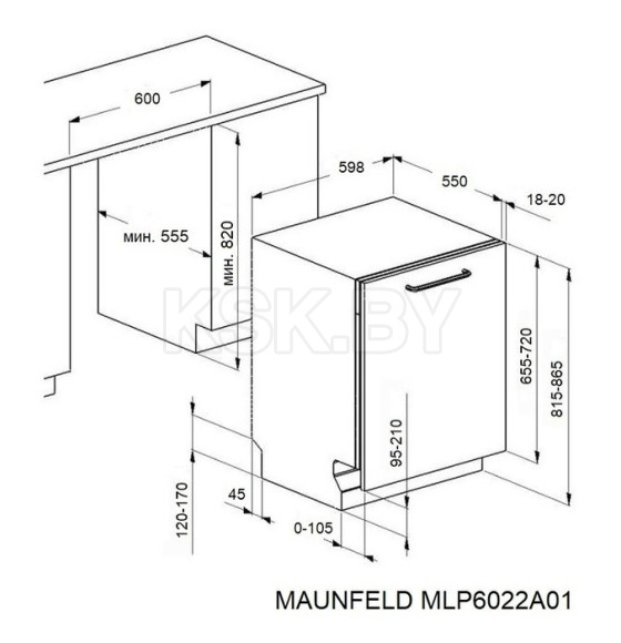 Посудомоечная машина MAUNFELD MLP6022A01 Light Beam (КА-00023405) 