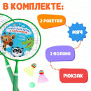 Набор для бадминтона "Друзья" 2 ракетки 44 см +2 волан + мяч, в чехле, цвет зеленый   9380905    (9380905    ) 
