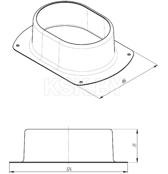 Воронка желоба врезная 9003  GrandLine Vortex прямоугольная