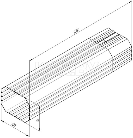 Труба 90мм прямоугольная,3м 9003 GrandLine Vortex