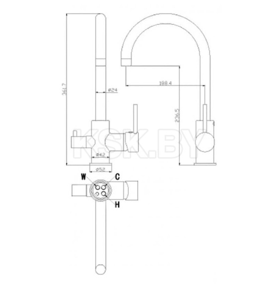 Смеситель для кухни Rossinka Silvermix  Z35-28 (Z35-28) 