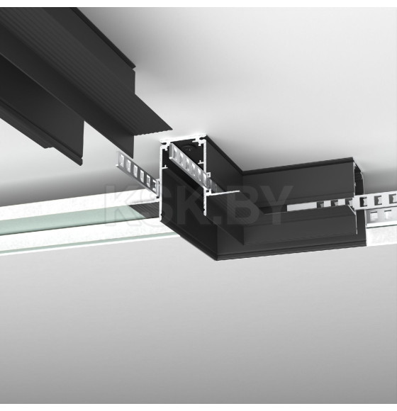 Коннектор угловой для встраиваемого шинопровода под ГКЛ 9,5мм черный Slim Magnetic 85214/00 (a067508) 