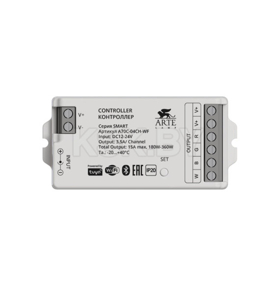 Контроллер SMART для управления лентой 12-24В 4 канала 1х3,5A RF 2,4ГГц IP20 Arte Lamp (A70C-04CH-WF) 