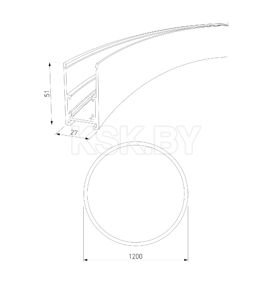 Шинопровод накладной радиусный черный ⌀ 1200мм Slim Magnetic 85161/00 (a066498) 