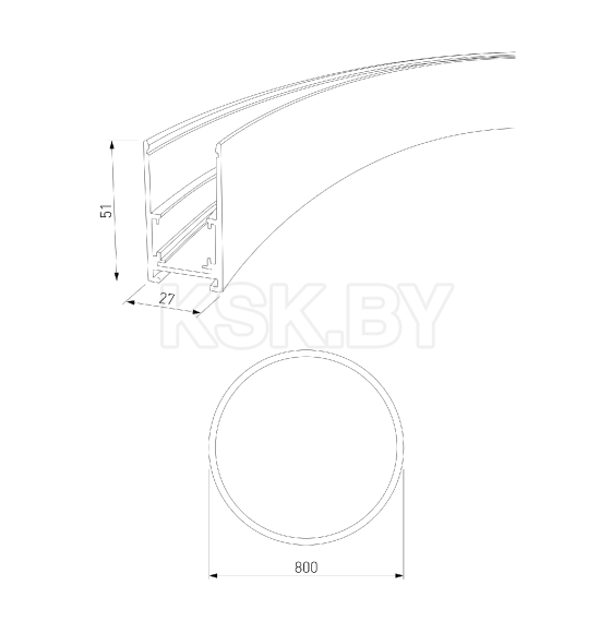 Шинопровод накладной радиусный черный ⌀ 800мм Slim Magnetic 85160/00 (a066497) 