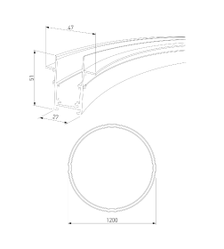 Шинопровод радиусный встраиваемый черный ⌀ 1200мм Slim Magnetic 85159/00