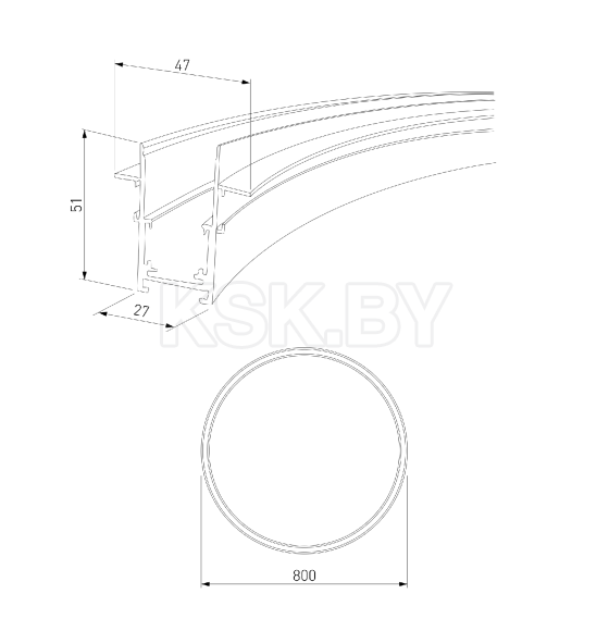 Шинопровод радиусный встраиваемый черный ⌀ 800мм Slim Magnetic 85158/00 (a066494) 