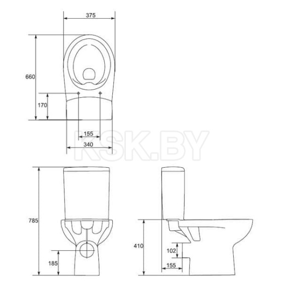 Унитаз напольный Cersanit Nature New Clean On 011 (S-KO-NTR011-3/5-COn-DL-w) 