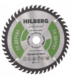 Диск пильный по дереву 180х48Tх20/16 мм Hilberg Industrial HW181