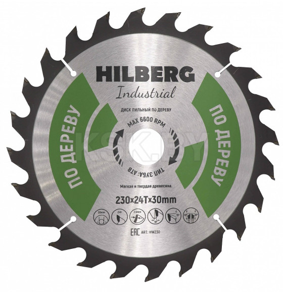 Диск пильный по дереву 230х24Tх30 мм Hilberg Industrial HW230 (HW230) 