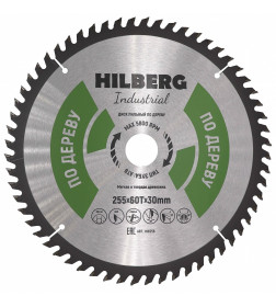 Диск пильный по дереву 255х60Tх30 мм Hilberg Industrial HW256