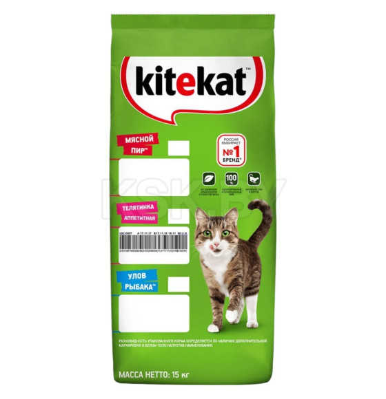 Корм сухой для животных Kitekat Телятинка аппетитная 15 кг