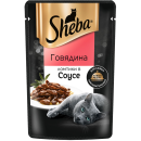 Корм консервированный полнорационный SHEBA® для взрослых кошек с говядиной. «Ломтики в соусе. Говядина» 28*75г