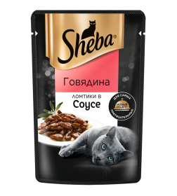 Корм консервированный полнорационный SHEBA® для взрослых кошек с говядиной. «Ломтики в соусе. Говядина» 28*75г