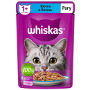 Корм консервированный полнорационный WHISKAS® для взрослых кошек рагу с треской и лососем «треска и лосось» 28*75г