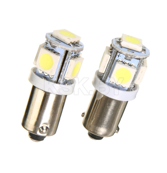 Автолампа светодиодная LED SMD=5 (5050) 6000K T8 12V 1.5W 50Lm BA9s (10 шт.) 89104Pg (89104Pg) 