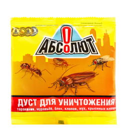 Средство от тараканов, муравьев, блох, клопов, мух, крысиных клещей Абсолют дуст, 100г