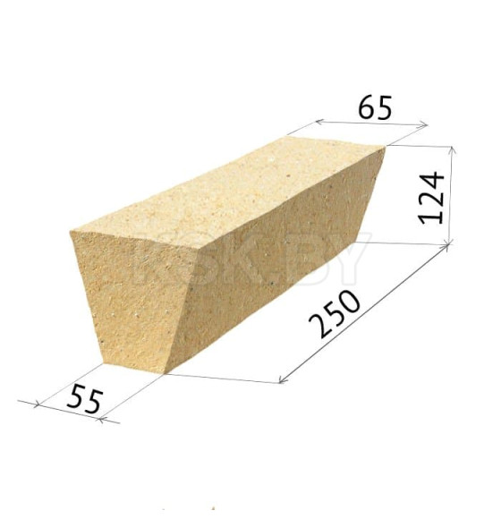 Кирпич огнеупорный шамотный ША-47 арочный (250х124х65-55)