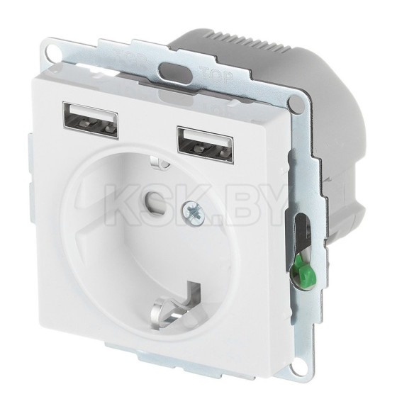 Розетка 1-я 16А + 2 USB A (5В/2,4А, 2х5В/1,2А) белый Schneider Electric Atlasdesign ATN000130 (ATN000130) 