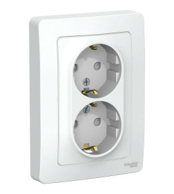Розетка 2-я с з/к со шторками 16А, 250В белый Schneider Electric Blanca BLNRS001121