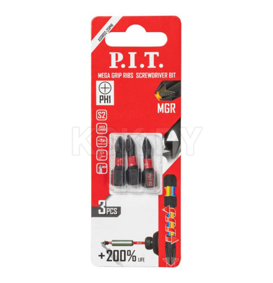 Бита PH 1x25 мм ударная (3 шт.) P.I.T. ASDR02-25PH1 (ASDR02-25PH1)