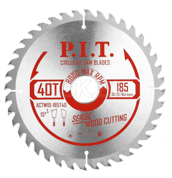 Диск пильный по дереву 185x40Tх30/20/16 мм P.I.T. ACTW10-185T40 (ACTW10-185T40) 