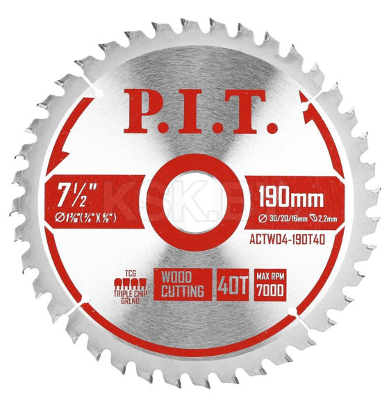 Диск пильный по дереву 190x40Tх30/20/16 мм P.I.T. ACTW04-190T40 (ACTW04-190T40) 