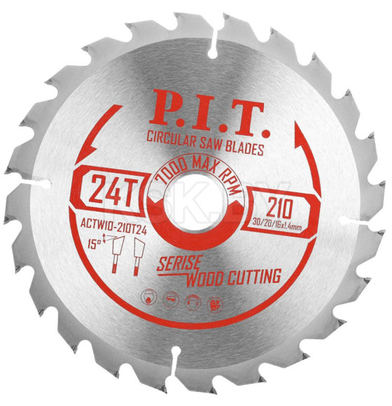 Диск пильный по дереву 210x24Tх30/20/16 мм P.I.T. ACTW10-210T24 (ACTW10-210T24) 