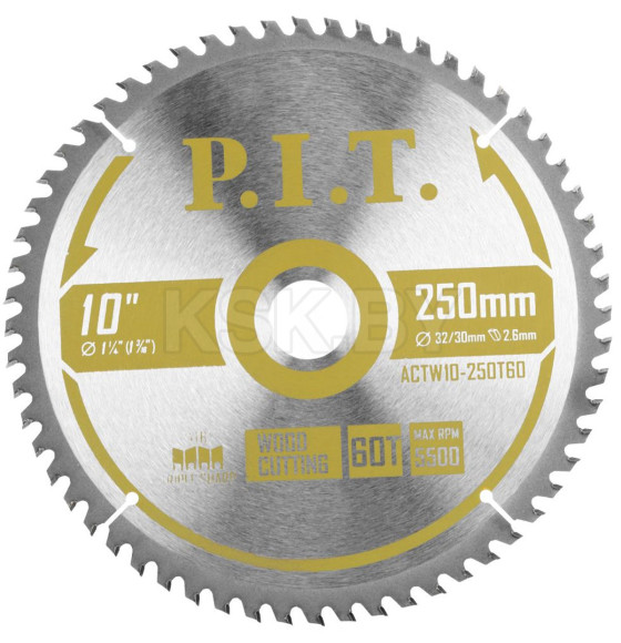 Диск пильный по дереву 250x60Tх32/30 мм P.I.T. ACTW10-250T60 (ACTW10-250T60) 