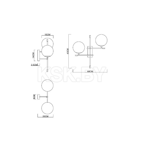 Светильник настенный ARTE LAMP ARKAB A2225AP-2BK (A2225AP-2BK) 