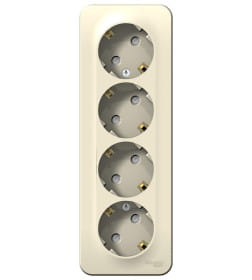 Розетка четверная c з/к и шторками открытой установки 16А молочный Schneider Electric Blanka