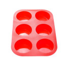 Форма для выпечки, силиконовая, прямоугольная на 6 кексов, 26 х 17.5 х 3 см, красная, PERFECTO LINEA (20-000415) 