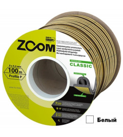 Уплотнитель дверной белый "P" 9х5,5мм  ZOOM CLASSIC